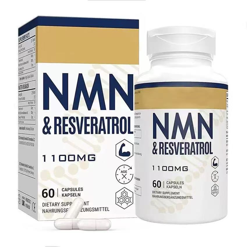 NMN & Resveratrol 1100 mg Nahrungsergänzungsmittel - Hohe Potenz Anti-Aging & Zelluläre Energieunterstützung - 60 Kapseln 1pack