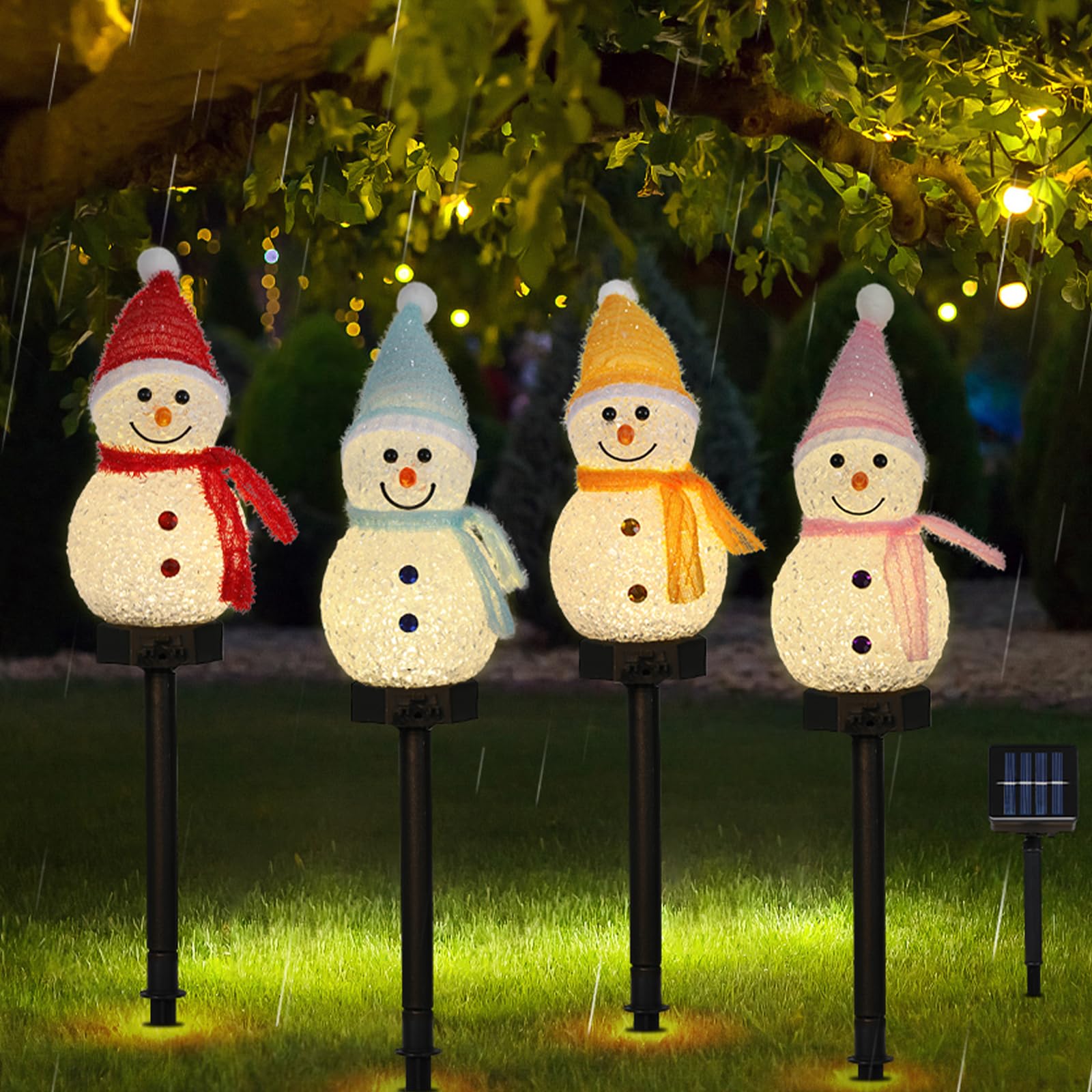 

Lewondr Solar Garden Christmas Solar Snowman Snowman LED Solar Automatic Energy Water Outdoor Christmas Interior Snowman Orange Light, Light, Light,