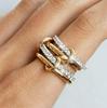 Two-Tone Stainless Steel Zircon Diamond Interlocking Ring