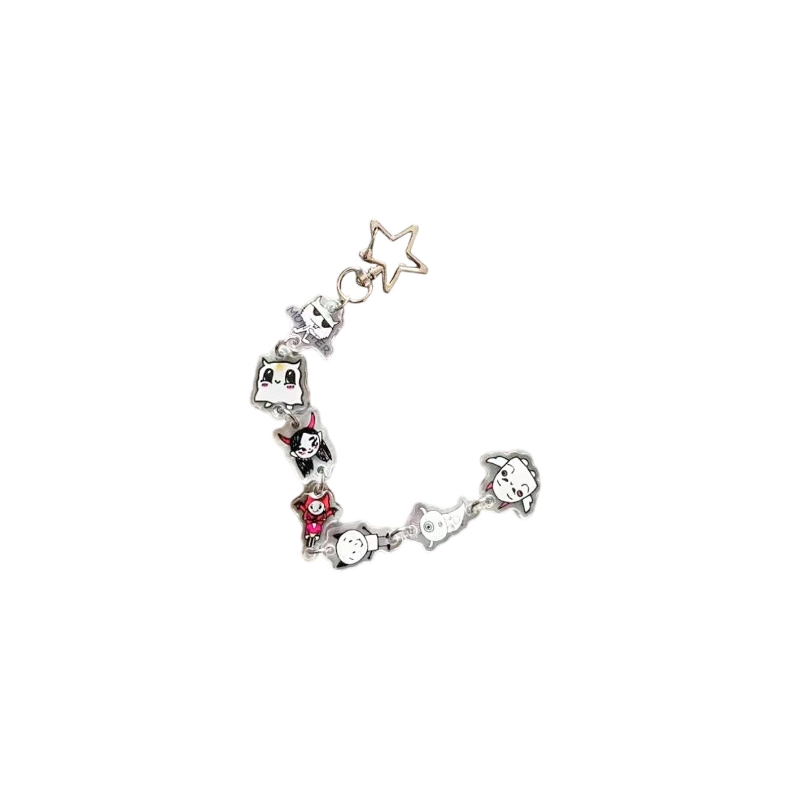 Cute Double,Sided Acrylic Cartoon Charm Keychain Strand , Trendy Decor For Keys, Backpacks & Daily One Size