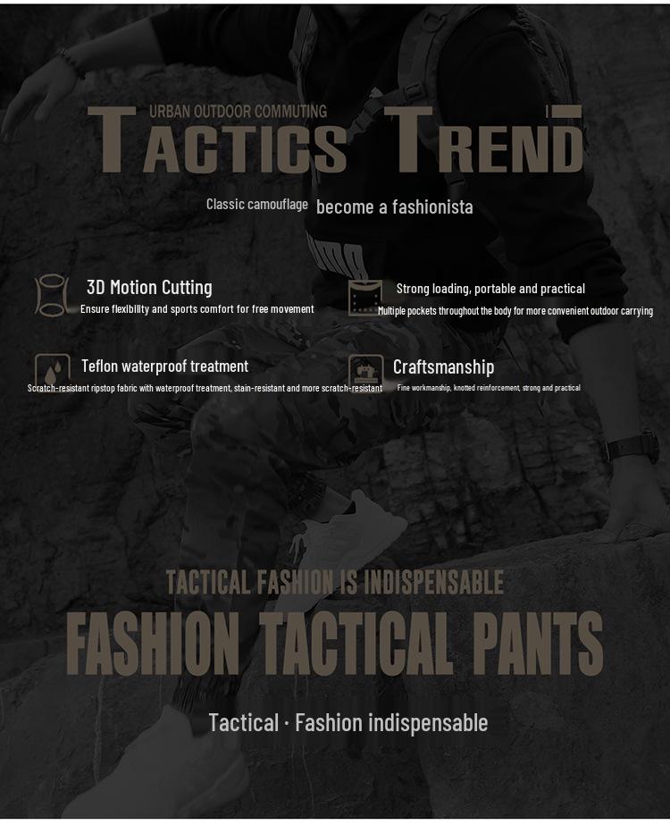 Men's Slim Fit Military Camouflage Tactical Joggers - Multi-Pocket Outdoor Training and Workwear Pants for Spring and Autumn