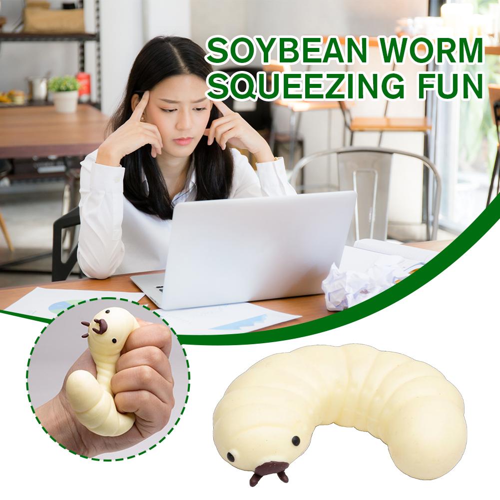 Cute Soybean Worm Toy Pinching Fun Slow Rise Toy Stretchy D0L5