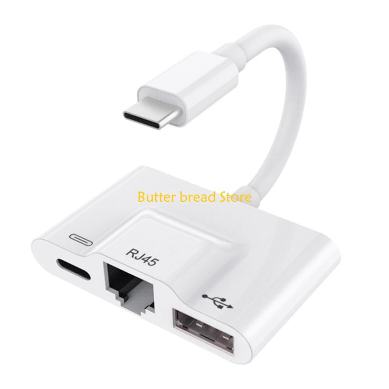 W89C USB TypeC to Ethernet USB OTG Adapter RJ45 10/100Mbps Dongle Converter Adapter