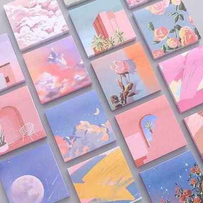 Oil Painting Notes Color Post Beautiful Scenery Student Handbook Decoration Message Memo Note Paper Memo Pad  Korean Stationery