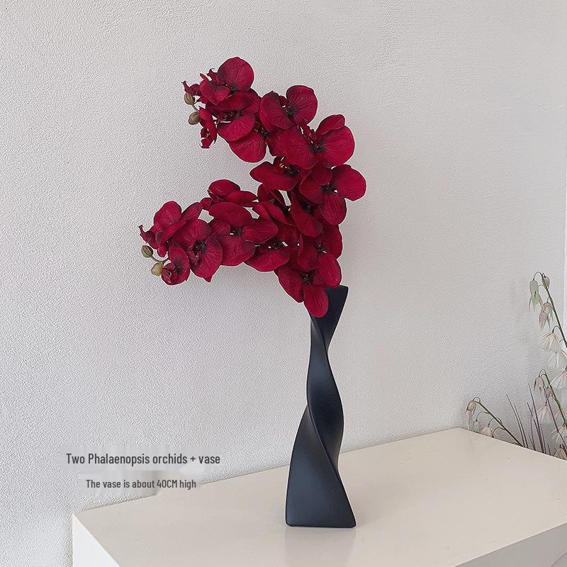 Orquídea Phalaenopsis Roja Flor Artificial Decoración para Sala de Estar o Mesa de Comedor