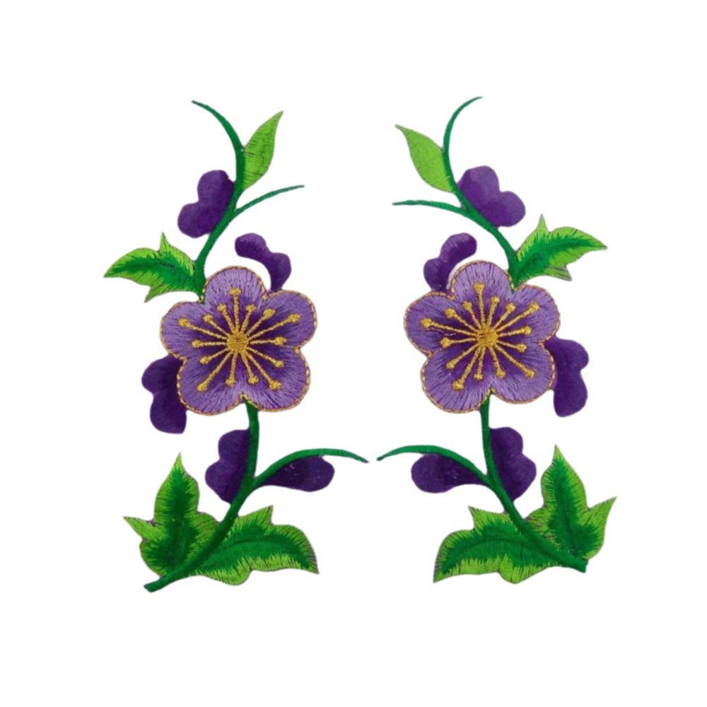 

Flowers Leaves Sew Iron On Patches Hot Melt Adhesive Ironing DIY Embroidery Flowers Patch Clothes Patchwork Sticker for Clothes фіолетовий