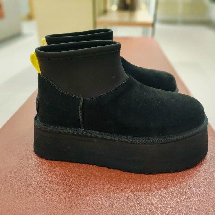 [Ediție Piele de Vacă] Picior de Pasăre Talpă Groasă~ Călduroși Micuți Glezna Scurtă Talpă Groasă Lână de Oaie Cizme Dip Cizme Scurte de Zăpadă de Iarnă pentru Femei