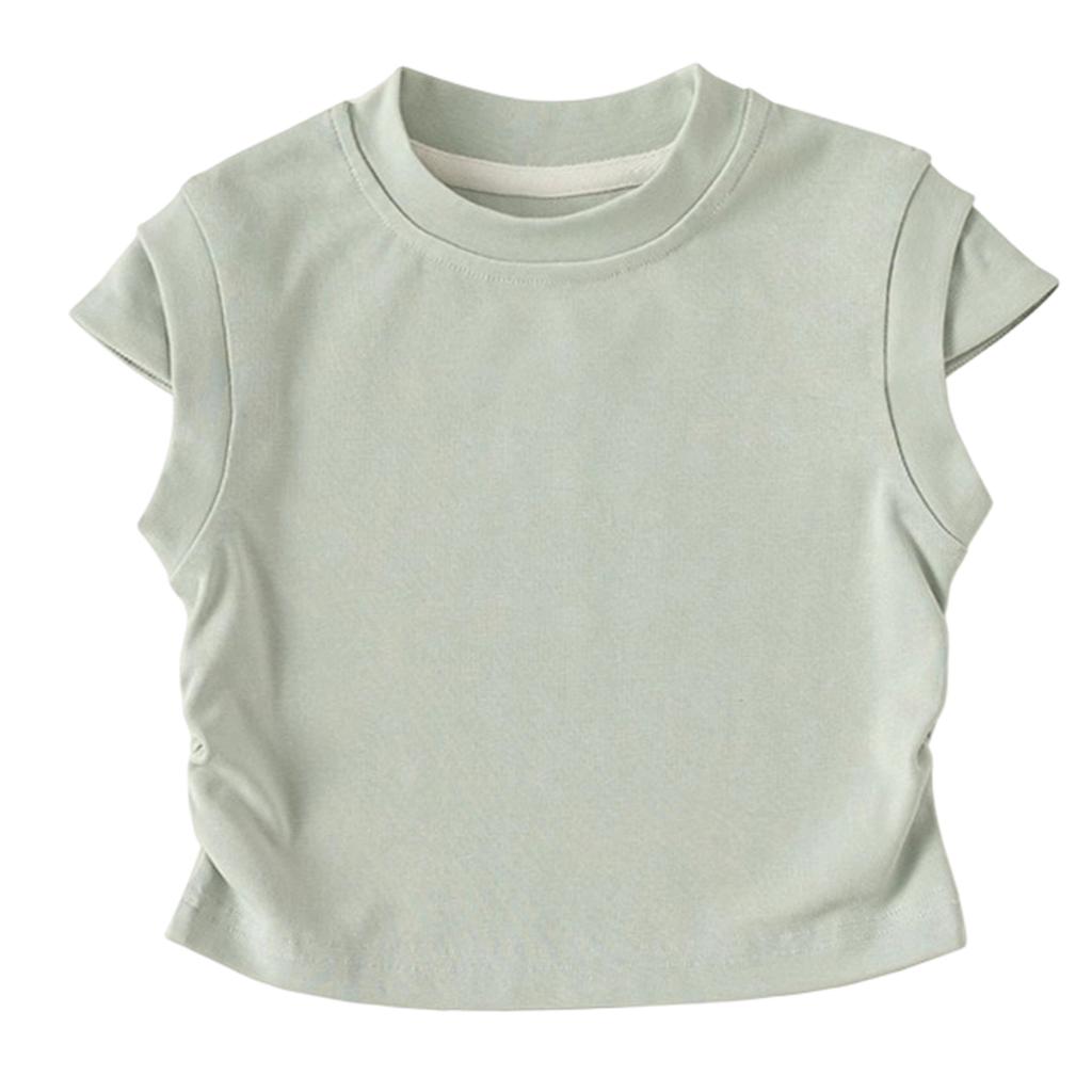 Children's Casual Small Shoulder Sleeveless Round Neck Fashionable T-shirt Top