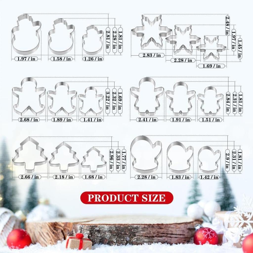 Cookie Cutter Set 18 Pieces Christmas Stamp Stainless Steel Holiday Cookie Molds For Kids Family Holiday Home Party Classroom