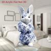 Ornement suspendu Lapin en Acrylique Plat 2D Bleu Blanc Porcelaine, Décoration Fenêtre Salon Maison, Cadeau de Pâques Thanksgiving Pour Amis