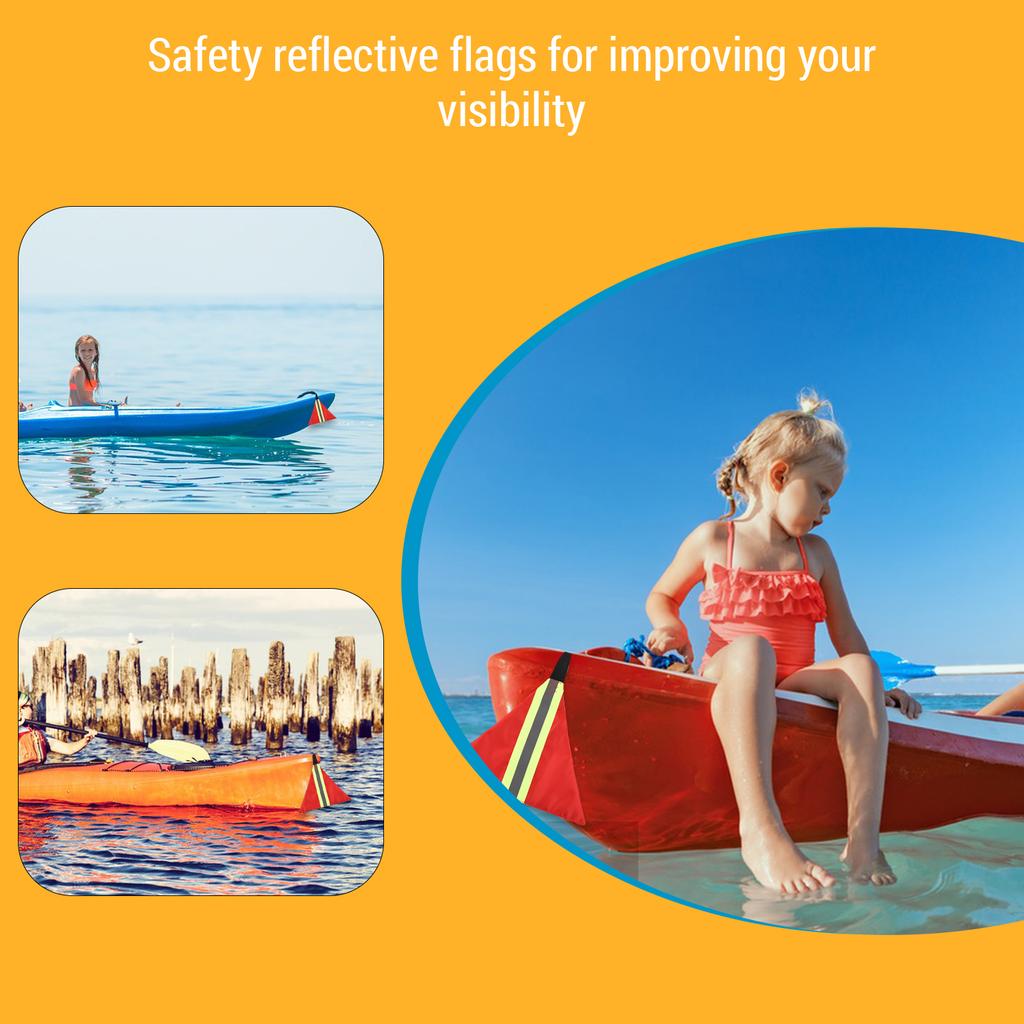 4pcs Safety Reflective Flags Kayak Warning Flags with Webbing for Kayak Canoe SUP