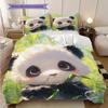 Panda Muster Bettwäsche Steppdecke Set Bettbezug Kissenbezug Heimdekoration Geburtstagsgeschenk (1 Bettbezug + 2 Kissenbezüge, ohne Füllung)