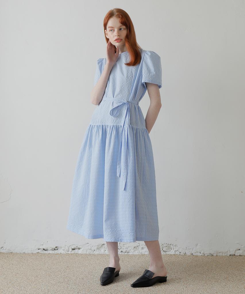PAUL&ALICE Check Long Dress /Blue