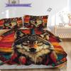 Primitive Wolf Pattern Bedding Quilt Set Quilt Cover Pillowcase Home Decoration Birthday Gift (1 * duvet cover + 2 * pillowcase, without core)
