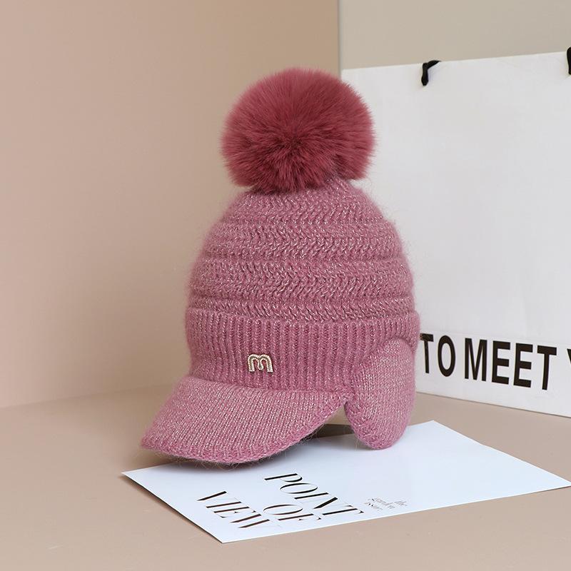 Ladies Thickened and Velvet Duck Tongue Knitted Wool Hat Winter Hats Baseball Autumn and Winter Ear Protection CapTo Keep Warm Beret