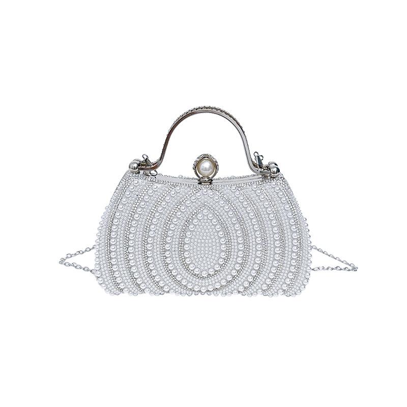 Women's Chain Shoulder Bag – Pearl Evening Clutch, Fashion Crossbody Purse, Elegant Handbag for Party, Wedding, Prom
