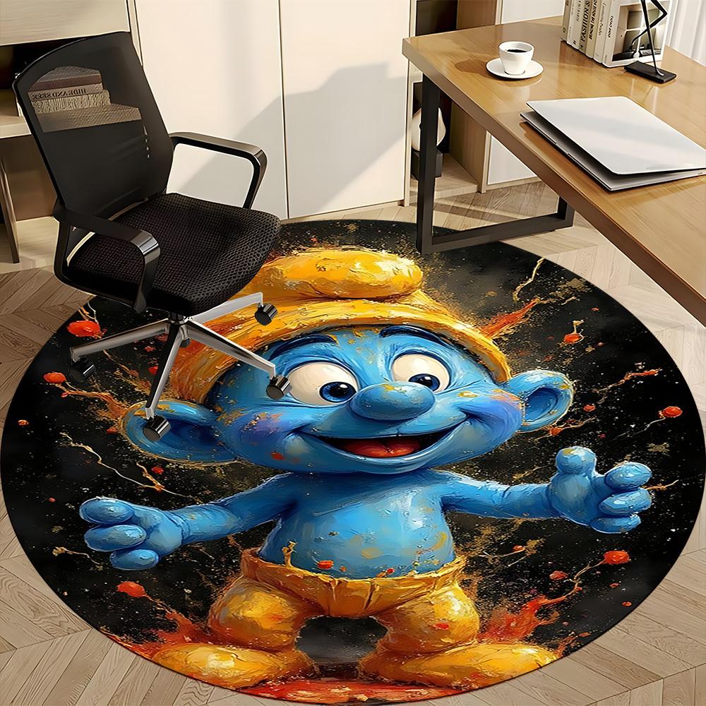 1pc Smurf Bloom Office Round Area Rug, Indoor Mat Suitable For Office, Under Office Chairs Bedroom Living Room Home Decor, Room Deco220