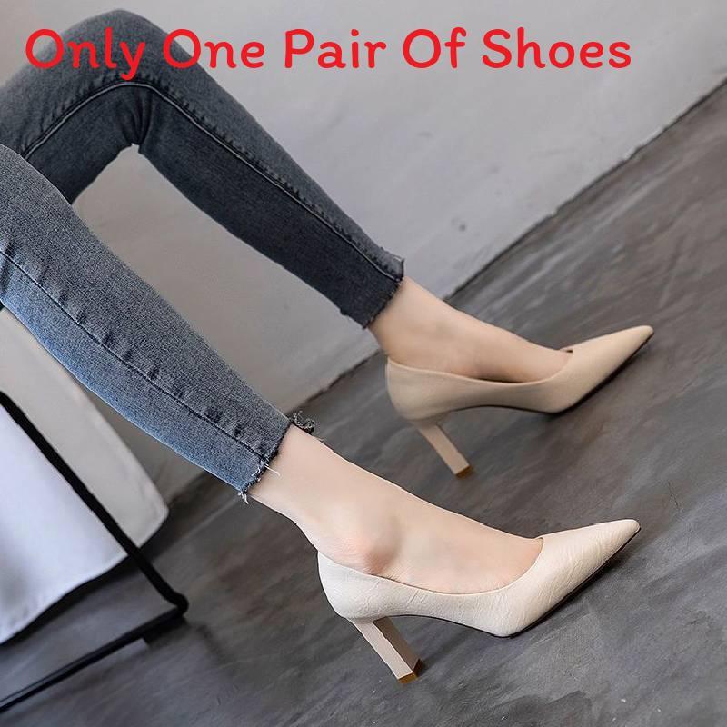 High Heel Pointed Toe Mary Jane Shoes With Rubber Sole For Work And Office Use