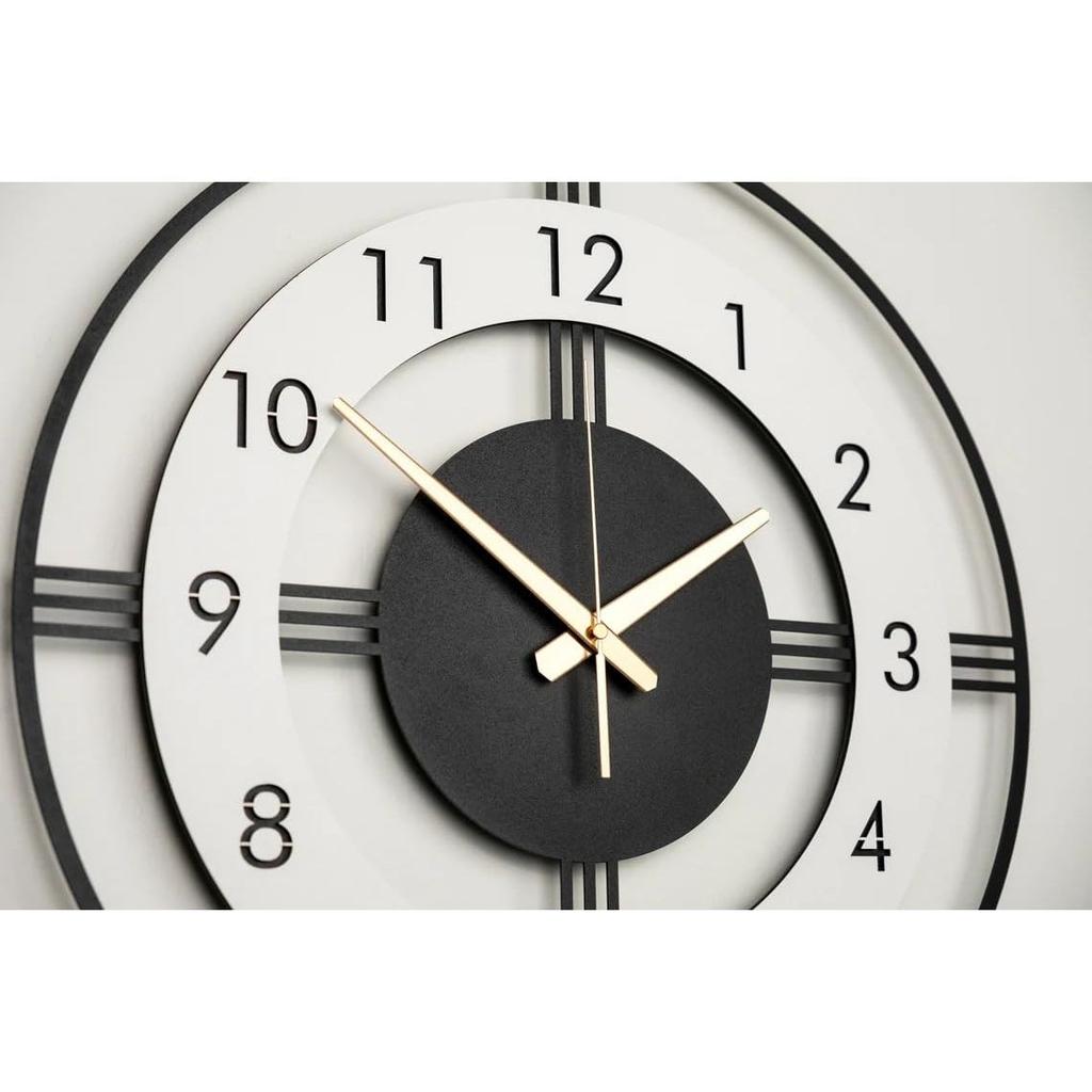 Moderne Metall- & Holzwanduhr für Wohnzimmer Schlafzimmer Büro Küche Stilvolle Wanduhr für Zuhause und Flur Designer Große Größe Modern (40 CM)