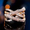 Unique Style Female White Zircon Stone Engagement Ring Vintage Yellow Gold Color Wedding Jewelry For Women
