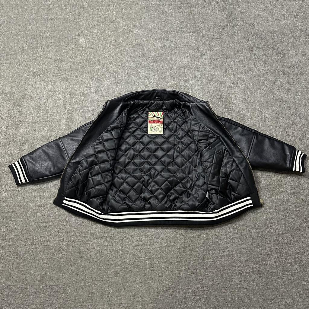 Skinnjakke Klassisk Svart Skinn Baseballjakke