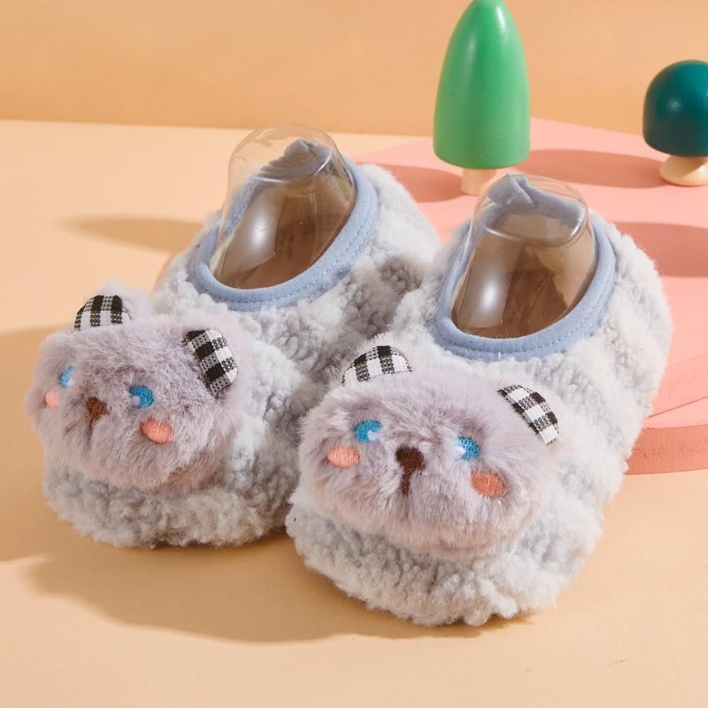 Thickened Kids Plush Slippers Cartoon Indoor Home Slippers New Baby Floor Socks  Indoor Use