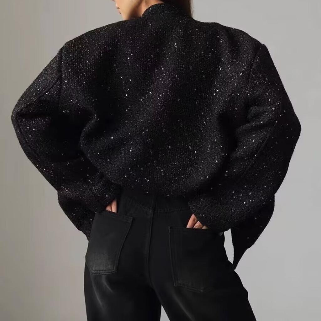 Women Business Casual Glitter Lapel Work Jackets Open Front Long Sleeve Fall Outfit
