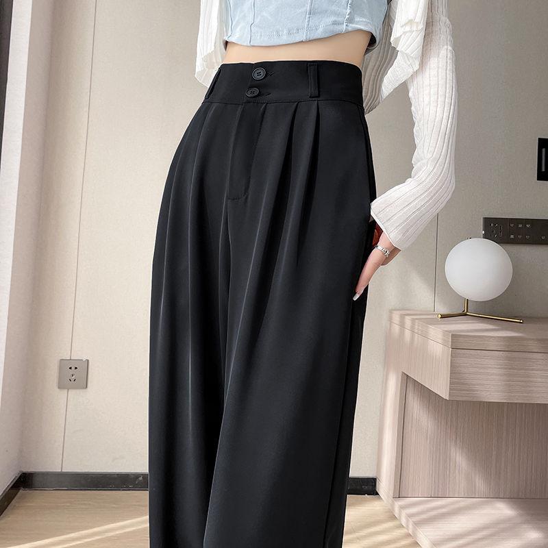 Ice Silk High Waist Chiffon Wide Leg Pants - Women's Summer Korean Style