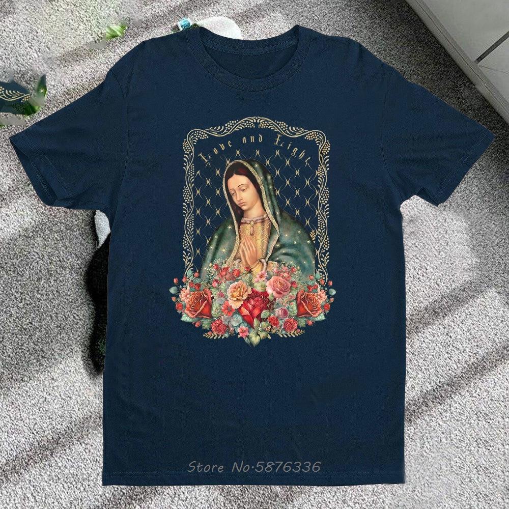 Mary Printed Tshirt Summer Fashion Catholic Mother Of God Pattern Tshirt Oversized Oneck Tops Tees Casual Men T Shirt