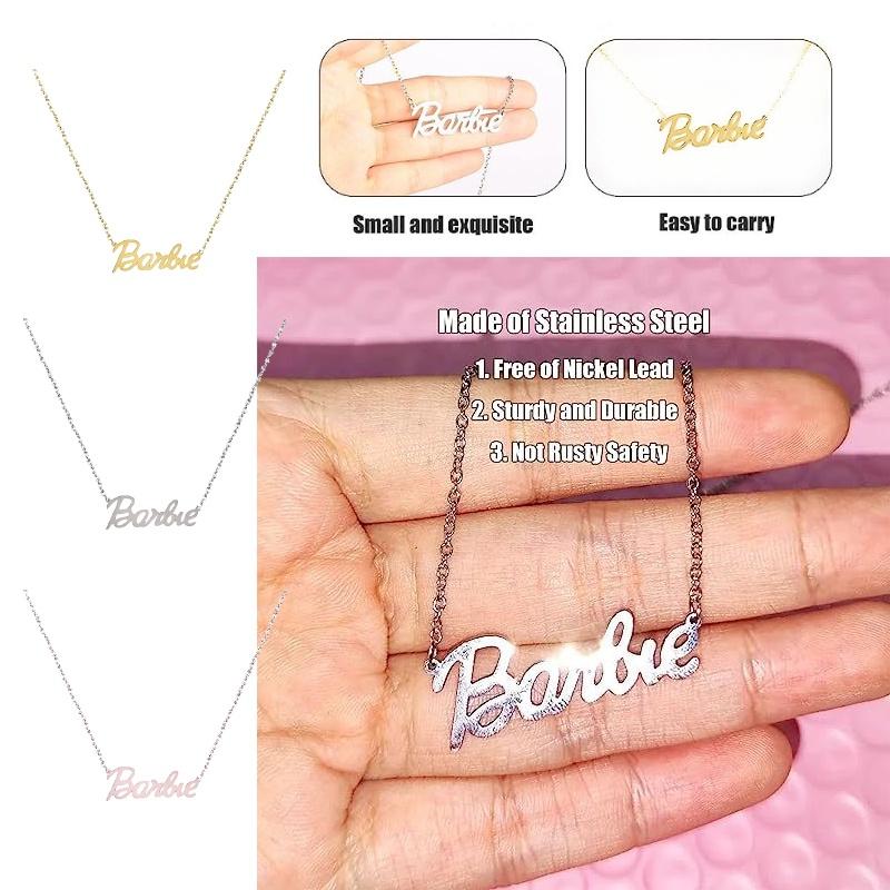 Colar de Letras Barbie da Moda Corrente Hip Hop para Clavícula Para um Visual Personalizado