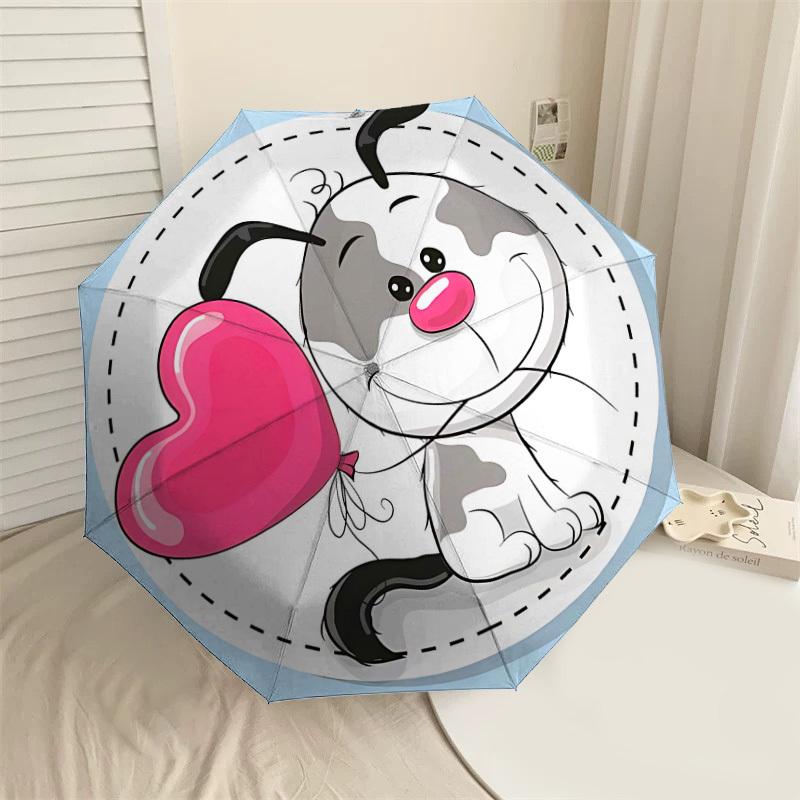 

1PC dog heart Automatic Open/Close Umbrella with Windproof, 8-Rib Sturdy Canopy, Durable Ribs, Fashionable Design1369A