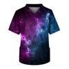 Men's Short Sleeve V Neck Star Print Chest Pocket Work Top
