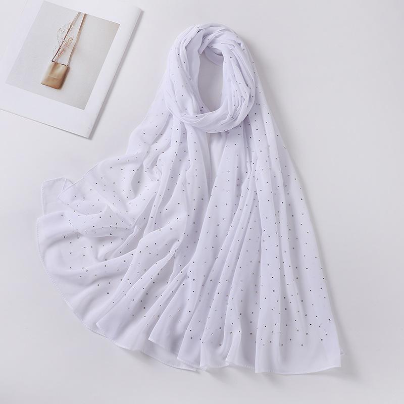 Imitation Pearls Rhinestones Scarves Shawls Women Long Scarf Neckerchief Tudung Bawal Veil Turban Bandana Muslim Hijab Headscarf