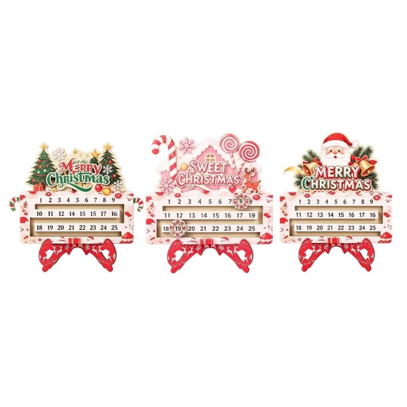 Advent Advent Calendar Decoration, Wooden Christmas Calendar Sign for Entryway Shelf Tabletop Display and Home Styling