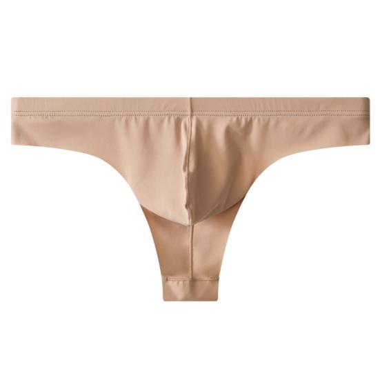 Men Sexy Thongs Ice Silk Cool Underpants Breathable Low-Waist Thong Briefs Quick-Dry Moisture-Wicking Underwear for Summer Daily Wear
