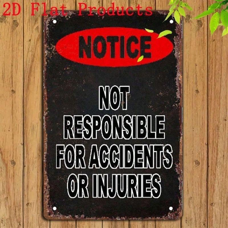 

Vintage Metal Poster Wall Art, Warning Injury Sign Home Decor