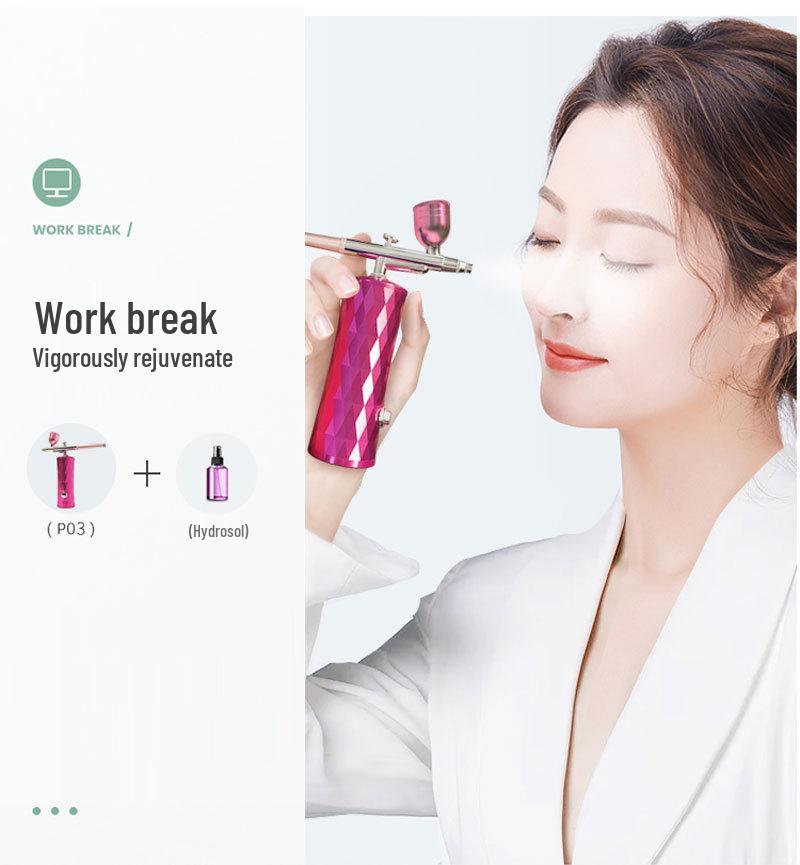 Portable High-Pressure Hydrating Oxygen Injector & Needle-Free Facial Steamer