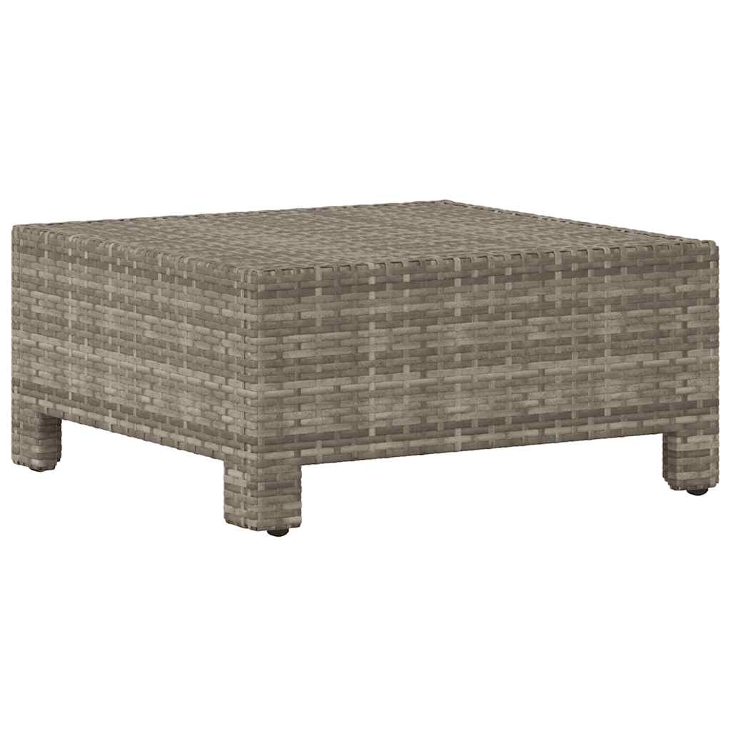 Garden Footstool with Cushion Grey Poly Rattan