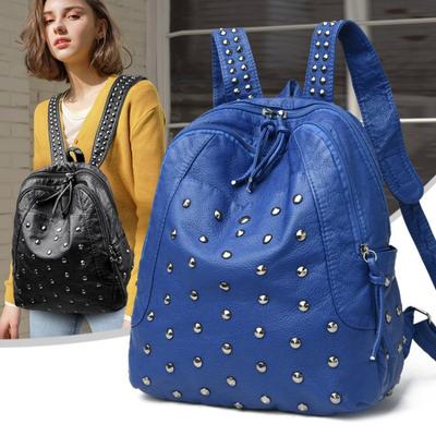 New Luxury Brand Woman Backpack High Quality Leather School Bags Rivet Style Women Backpacks Vintage Soft Lady Shoulder Bag