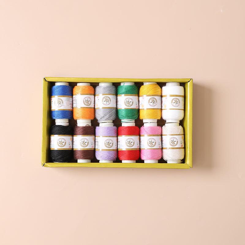 12Color 500M Sewing Thread Polyester Sewing Thread Set Strong And Durable for Sewing Machine Hand Repair Use