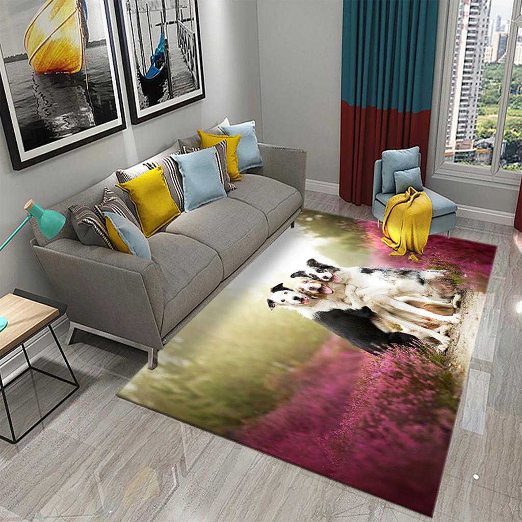 Hundefußabdruck Blumenmuster Teppich Süßer Welpe Blumenteppich Haustier Tier Rechteckige Bereichsteppiche für Erwachsene Yogamatten Wohnzimmer Dekoration Fußmatte