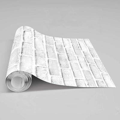 Papel de parede de tijolo cinza e branco, papel de parede 3d de tijolo grosso, removível, autoadesivo, contato de vinil para decoração