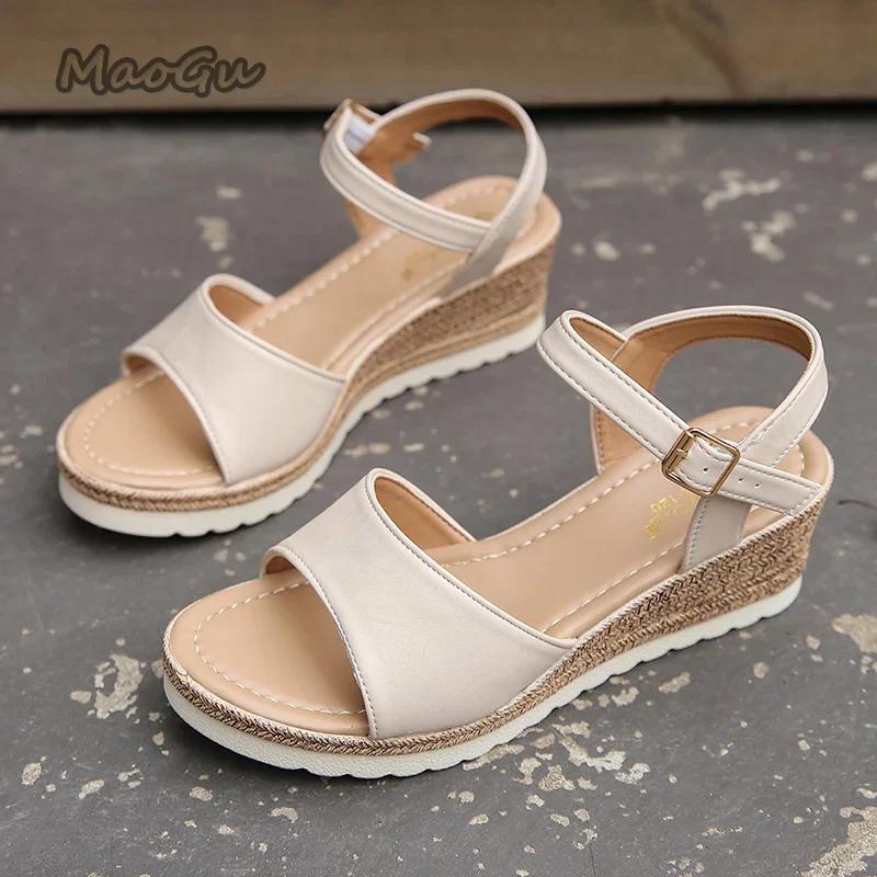 Lightweight Wedge Sandals for Women Summer 2025 Buckle Strap Platform Sandles Woman Thick Sole Non Slip Casual Sandalias Mujer