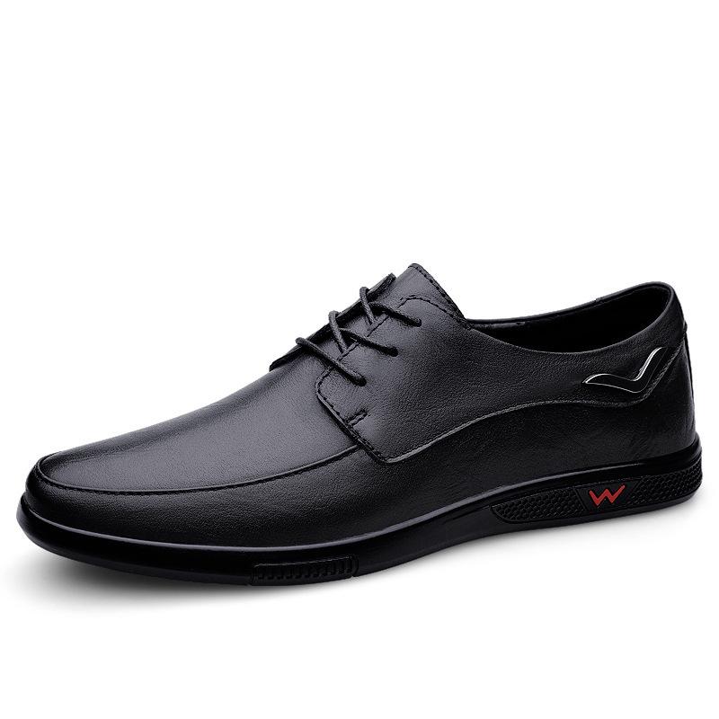 Men s All-Season Business Casual Leather Driving Shoes – Flat Lace-up, Soft Sole, Cowhide Dad Shoes 43