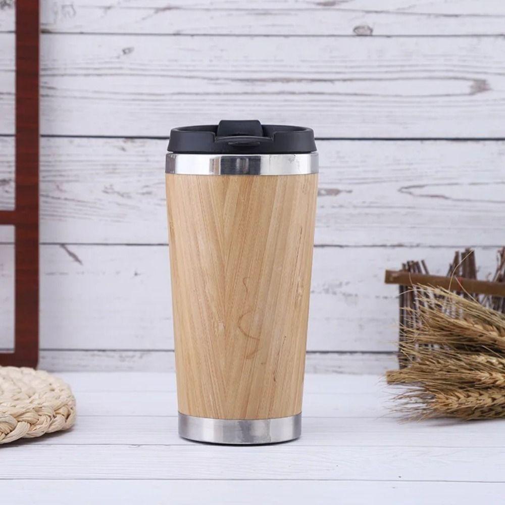 350/450ml Insulated Water Bottle Bamboo Travel Cup Retirement Gift Thermos Insulated Mug  Travel