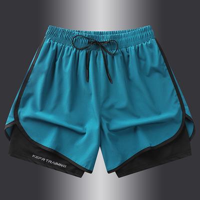 Summer Fake Two Pieces Sports Shorts Men's and Women's Quick Drying Three Point Running Training Itness Lining Sports Shorts