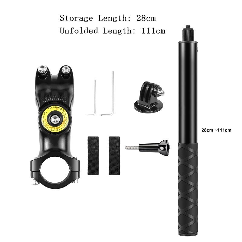 Motorcycle Handlebar Mount Invisible Adjustment Selfie Stick Bicycle Monopod Bracket for GoPro DJI Insta360 Camera Accessories Cycling