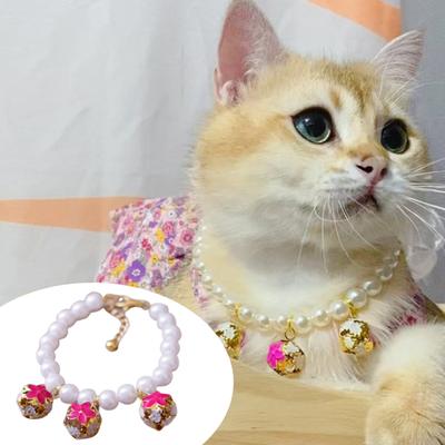 Pet Necklace Elegant Allergy Free Hydrangea Eco-friendly Shiny Surface Dress-up Faux Pearl Pet
