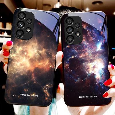 Weltraumlandschaft Bonus Für Samsung Galaxy S10 S20 Plus S21 FE S22 S23 S24 FE S25 Ultra Schwarz Gehärtetes Glas Handyhülle Hartschale