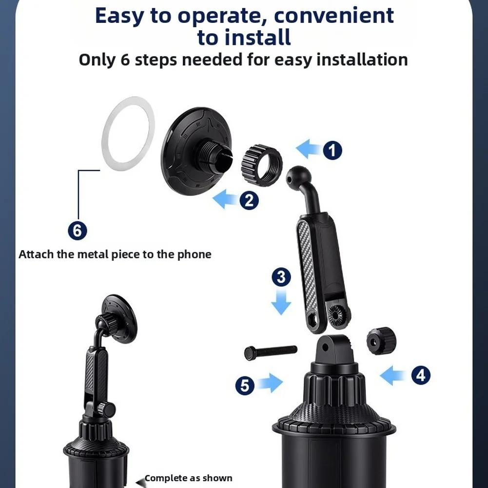 Car Cup Holder Magnetic Phone Mount 360 Rotation Secure Flexible Clip On Universal Smartphone Stand
